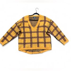 ModCloth Already Checked In Pullover Sweater Yellow Plaid XL
